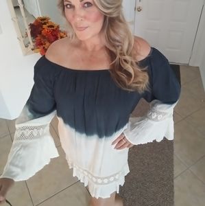 Woman's blue fade gauze beach dress